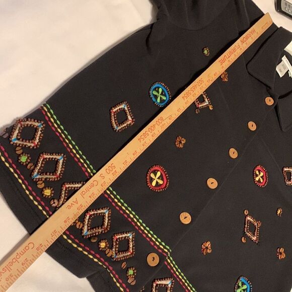 Coldwater Creek Size XL vintage jacket black with beaded detail. - Picture 7 of 11